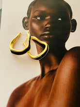 Enamel Wavy Hoops - Black