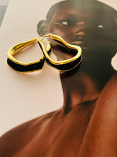 Enamel Wavy Hoops - Black