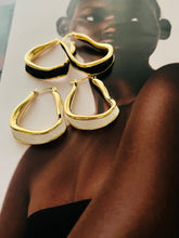 Enamel Wavy Hoops - White