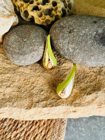 Green Teardrop Studs