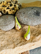 Green Teardrop Studs