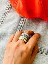 Enamel with Gold Hearts Ring