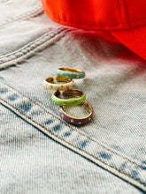 Enamel with Gold Hearts Ring